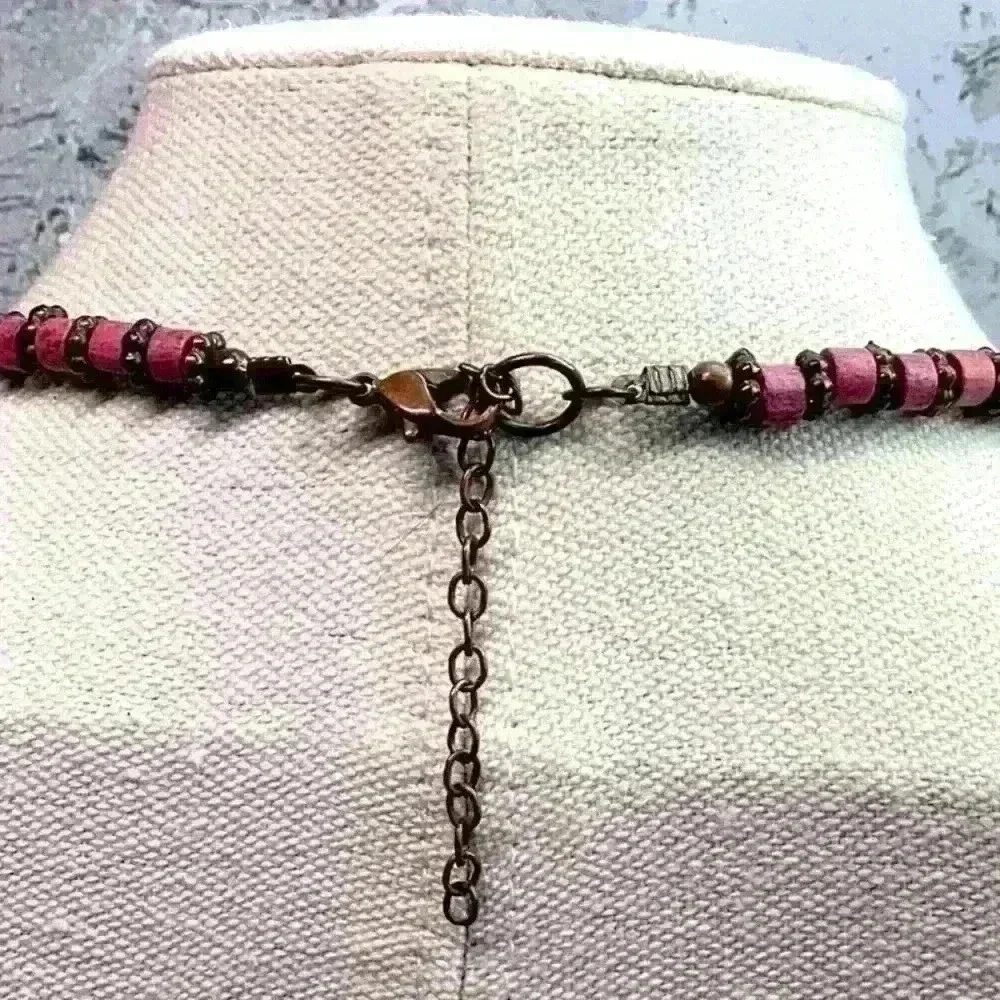 Vintage Long Seed Bead Necklace - Red and Purple